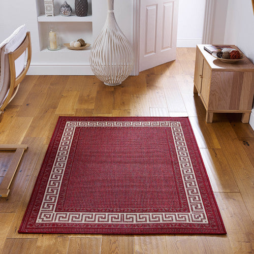 Greek key Flatweave Red