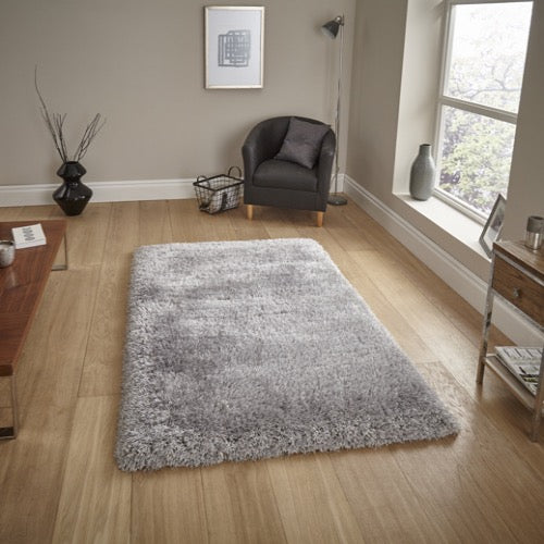 Montana Shaggy Rug in Silver