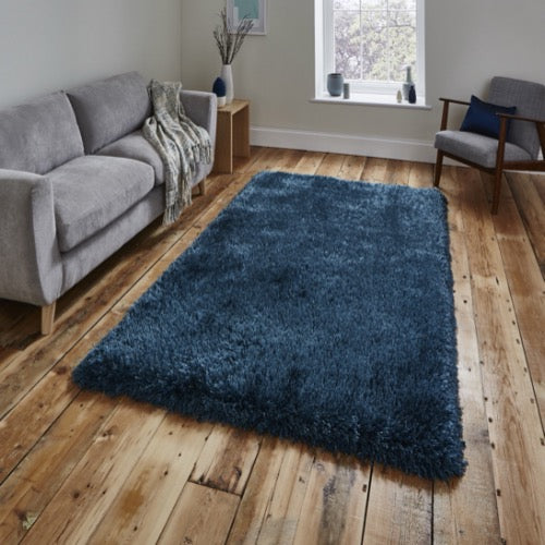 Montana Shaggy Rug in Steel Blue