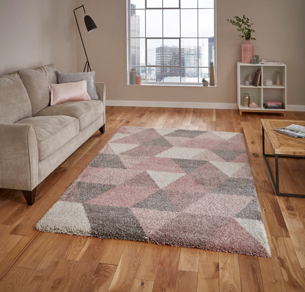 Light Pink Shaggy Rug 4.5cm Thick Anti Shed Blush Living Room Shaggy Area  Rugs