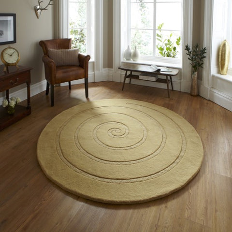 Spiral Circular Rug in Gold